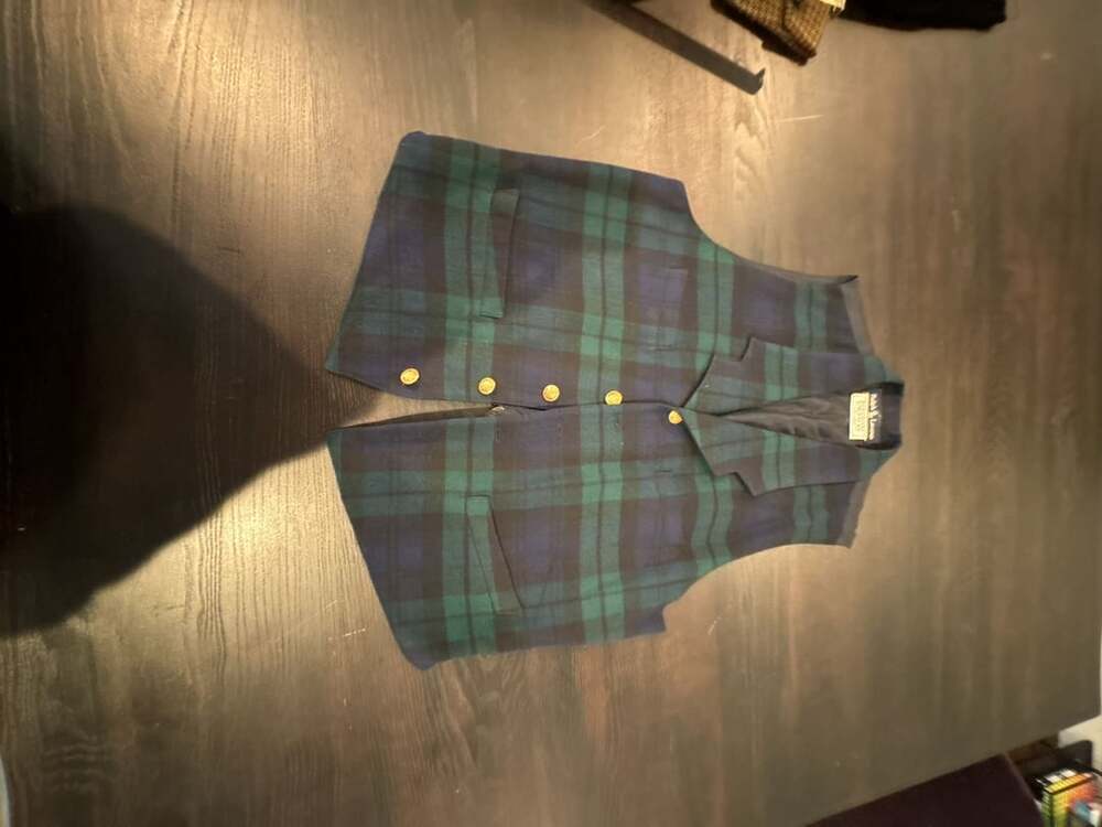 Vintage Ralph Lauren Plaid Double Breasted Blazer Velvet Collar & vest size M /8 - Picture 9 of 13